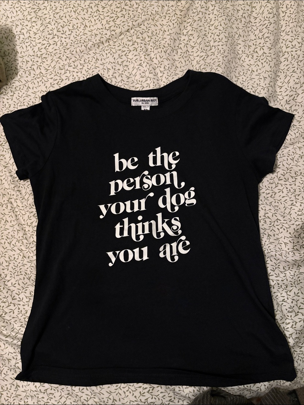 Sub_Urban Riot Black Tee with White Script Dog Quote
